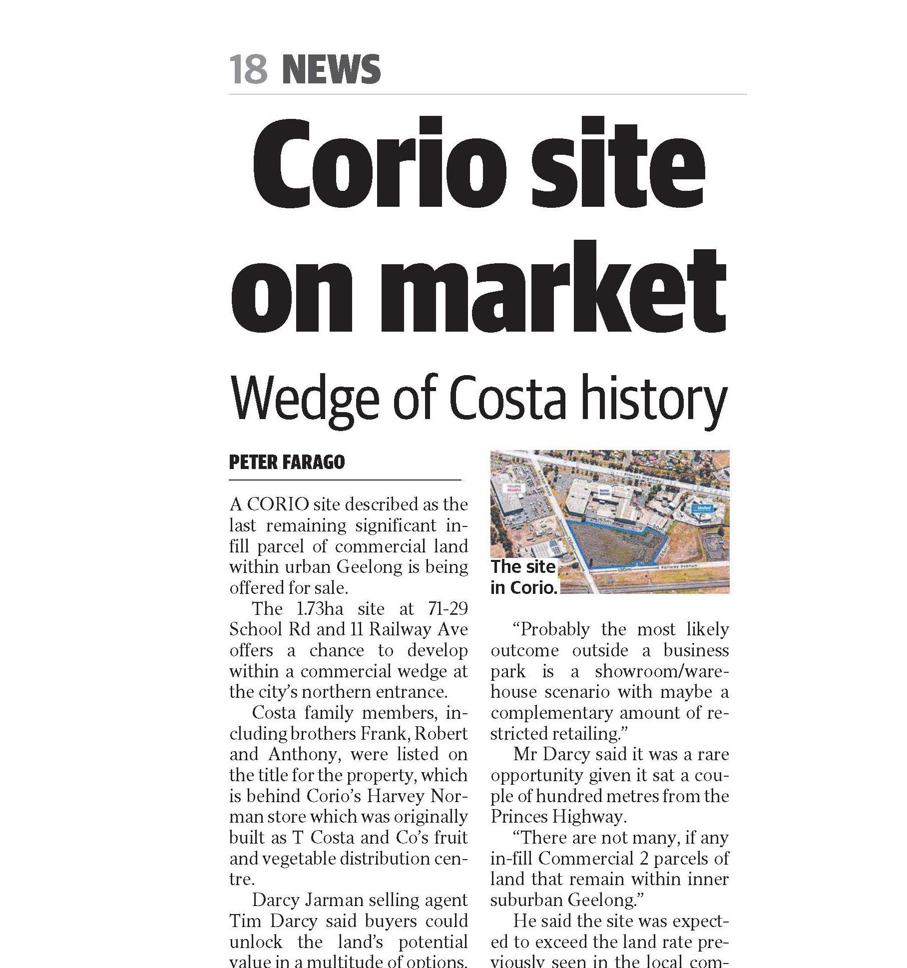 Corio site on market