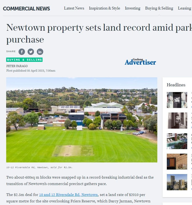 Newtown property sets land record amid parkside purchase