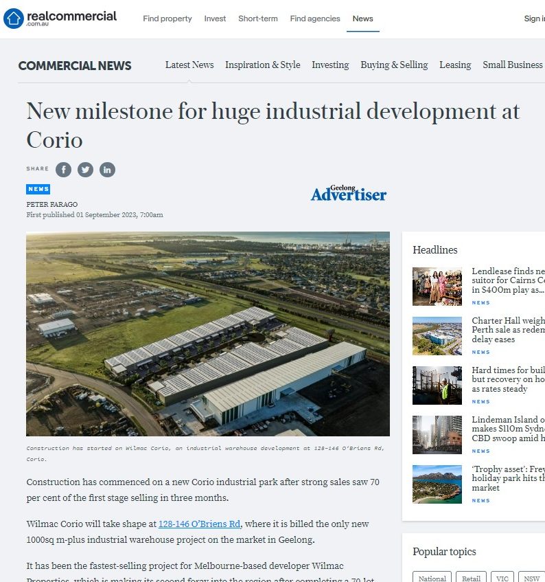 New milestone for huge industrial development at Corio