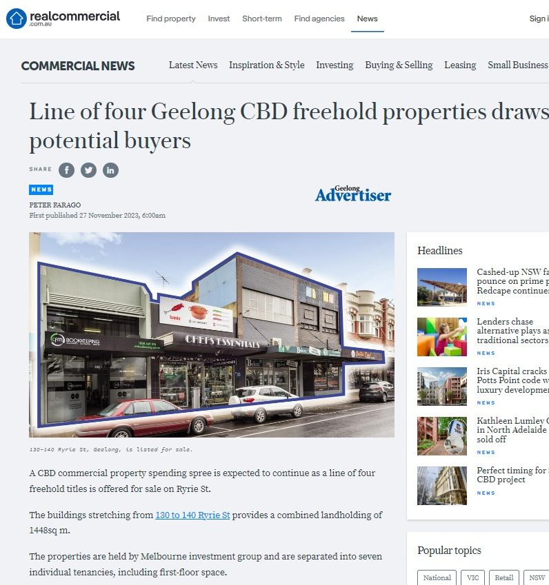 Line of four Geelong CBD freehold properties draws potential buyers